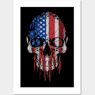 Skull American Flag Posters and Art